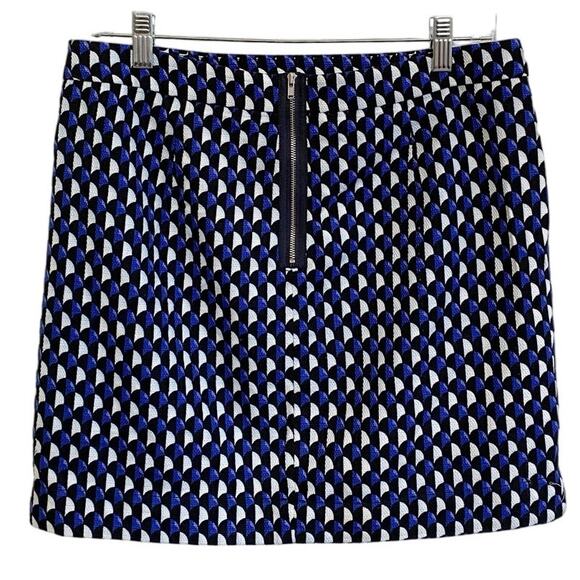 J. Crew Jet Set Geo Print Cotton Canvas Mini Skirt Lined Blue/White 8 - Picture 5 of 13